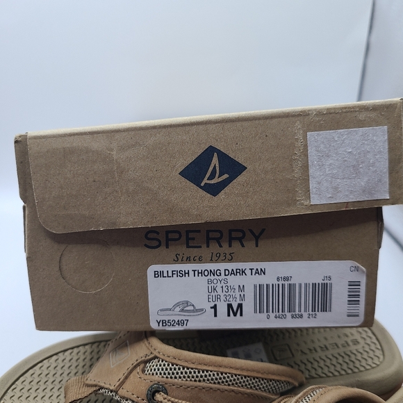 New in Box Sperry Billfish Thong Flip Flop Sandals Boys 1 M - Picture 4 of 4